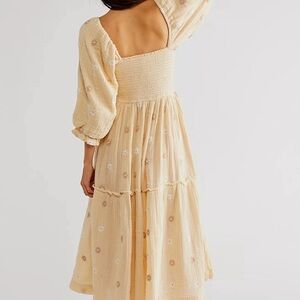 NWT Free People Dahlia Embroidered Maxi Dress size small-color: Pearl Island